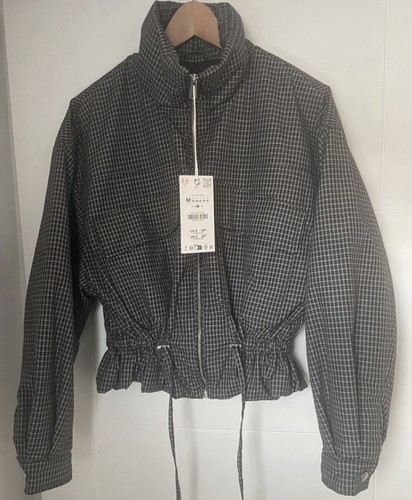 Zara high collar checked - zara,