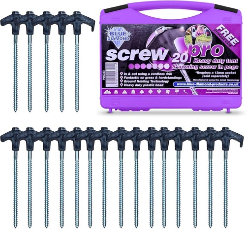 Blue diamond screw tent pegs - diamond,