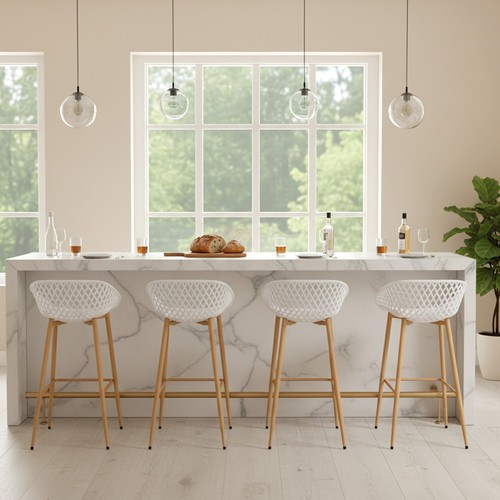 Set white bar stools - set,