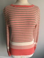 White Stuff Ladies Striped Long Sleeve Ribbed Top Jumper Size 14 Great Condition