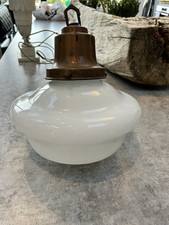 Vintage Opeline Art Deco Milk Glass Pendant Ceiling Light Antique