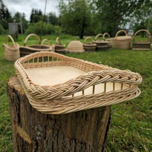 Wicker serving tray handwoven - wicker,