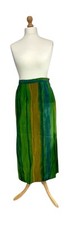 VTG Maxi Long Wrap Skirt women 10-12 Green Yellow Blue Summer Boho Festival Folk