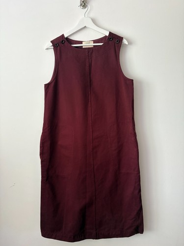 Toast maroon denim pinafore - maroon,