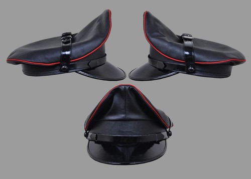 Genuine leather black - leather, red