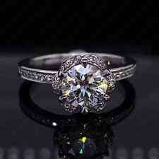 2.85 TCW Round Moissanite Halo Pave Set Engagement Ring In 14k White Gold Plated