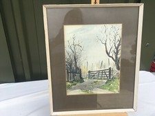 Framed watercolour five bar gate to woodland Lot BRE130719R
