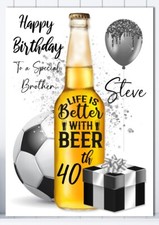 Personalised Birthday Card for Him Man Male Friend Large A5 Greeting Cards Beer
