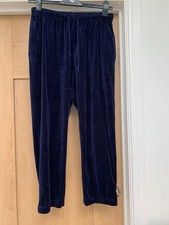 Marks And Spencer Navy Velvet Pull Up Trousers Size 16 S