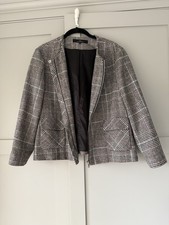 Next Tailoring Woman’s Check Dogtooth Zip Front Jacket, Size 16