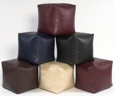 Beanbag Cube Footstool Faux leather Beanbags Bean Bag cube Ready Filled NEW