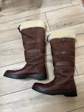 DUBARRY GALWAY FUR TALL BROWN LEATHER WATERPROOF BOOTS SIZE 7