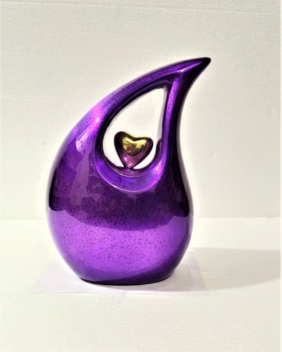 Purple metal teardrop urn for - purple,