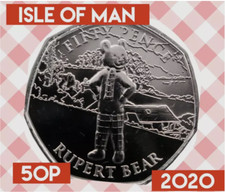 Isle of Man coin 50p pence 2020 Rupert Bear teddy plush 100y QEII animal