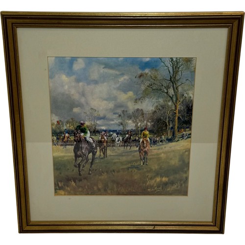 Horse racing watercolour print - watercolour,