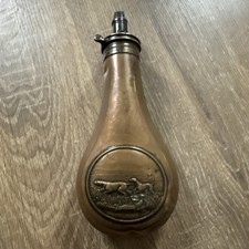 James Dixon & Sons Mid 19th Century Antique Sheffield Pistol Powder Flask dogs 