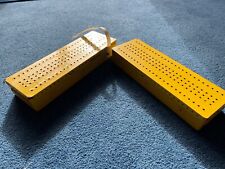 Meccano Yellow Boxes x 2 With Flanged Metal Lids - with contents