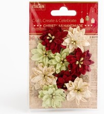 Small Mixed Colour Poinsettia Christmas Flower Card Making Craft Decoration