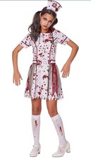 Kids Zombie Nurse Costume Bloody Nurse Outfit-Undead Nurse Costume- Child Sm.4-6