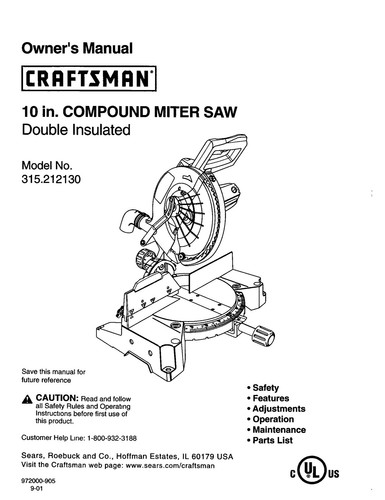 Craftsman compound miter - 10”,