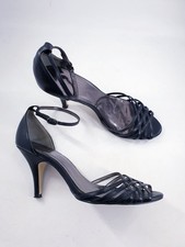 Roland Cartier size 7 (40) black leather buckle ankle strap stiletto heel sandal