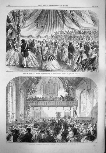 Old antique print - print, ball