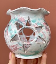 Handmade Candle Tea Light Holder Sun Celestial Presingoll Pottery
