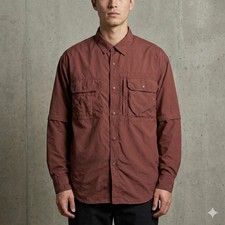 Snow Peak Garment Dyed Convertible Shirt Brown XL Gorpcore