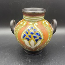 Vintage Gouda Holland Pottery Vase-Art Nouveau Pattern-Plato-8.5 cm High