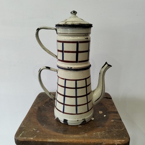 Vintage enamel drip coffee pot - enamel,