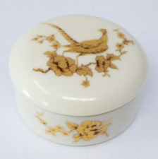 Gorham Fine China Trinket Box Golden Pheasant Design Round Collectable