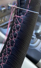 BLACK LEATHER STEERING WHEEL COVER for MERCEDES SPRINTER 2013 2018 choose stitch