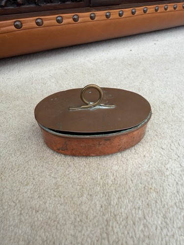 Antique copper snuff box oval - antique,