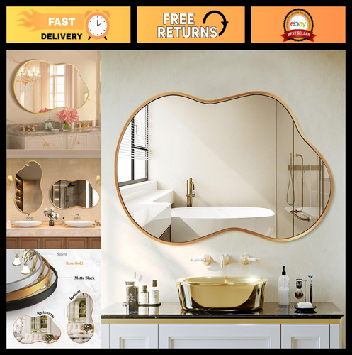 Gold wall mirror for bathroom - gold,