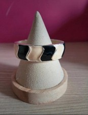 Ladies Silver Tone Beige and Black Bracelet