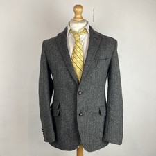 Marks & Spencer Moon Tweed Blazer Jacket Mens 42R Grey Herringbone Country Sport