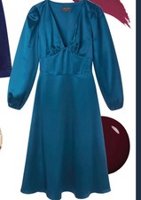 Worn Once WYSE Shira Satin Back Crepe Satin Midi Dress, Size 8, RRP £265