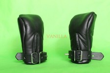 Genuine Soft Leather Fist Puppy Paw Mitts Padded Gloves with Lockable Buckles