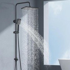 Rozin Shower System Set Black Shower Kit Square Rainfall Shower Head Hand Shower