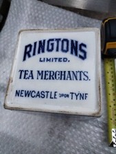 Advertising Ringtons Limited Tea Merchants Ceramic Tea Caddy Blue Willow pattern