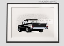 1957 Chevrolet Tri 57 Chevy 2 Door Bel Air Car Art Print Poster  illustration