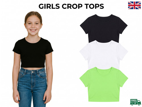Girls round neck crop top - crop,
