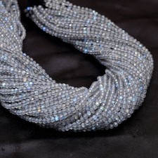 2MM 3MM Natural Flashy Labradorite Micro Faceted Round Gemstone Loose Beads 12"