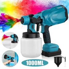 Cordless Paint Spray Gun 3 Nozzle Patterns for Walls Doors Furniture Makita 18V