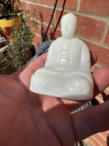White stone carved buddha - white,