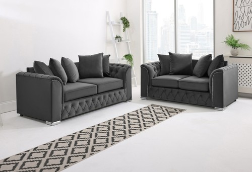 Plush velvet sofa set 2 - velvet, 3