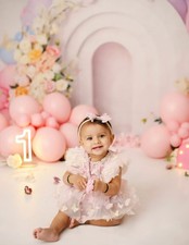 Baby Girl Pastel Butterflies Romper Girls Cake Smash Outfit 1st Birthday Dress