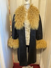 Vintage 90s Y2K Leather Afghan Penny Lane Coat 12/14 Hippy Boho Festival Grunge