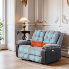 2 Seat Electric Recliner Sofa Armchair Massage Heat Lounge Living Room Office