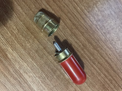 Vintage brass sewing etui - brass, etui.